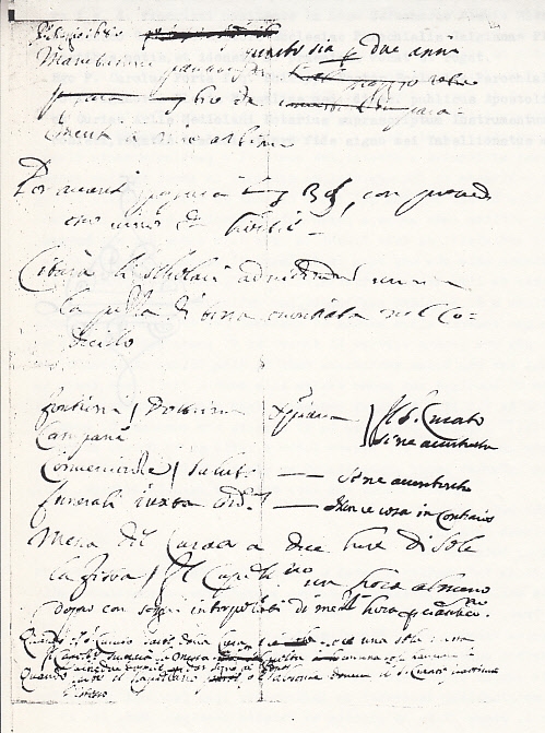 Il documento con le annotazioni per il parroco