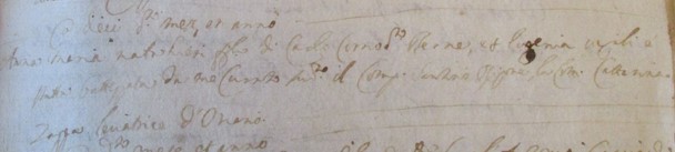 Santino Rigone il 10 marzo 1668 è padrino del battesimo di Anna Maria Corno