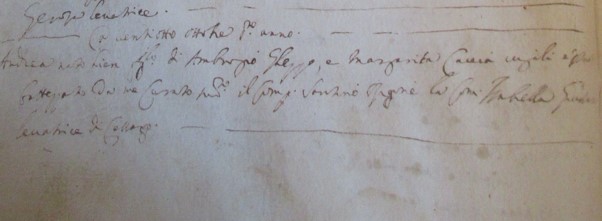 Santino Rigone il 10 marzo 1668 è padrino del battesimo di Anna Maria Corno
