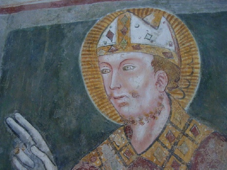 Battistero di Agliate: affresco di santo vescovo