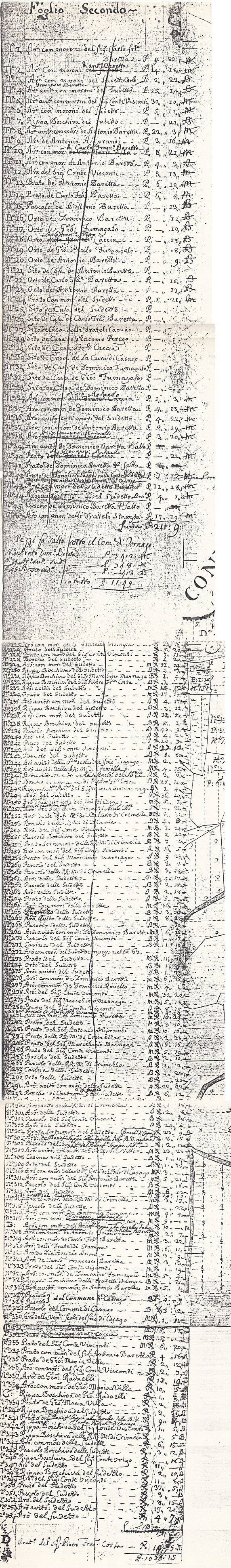 Foglio secondo del catasto cassaghese