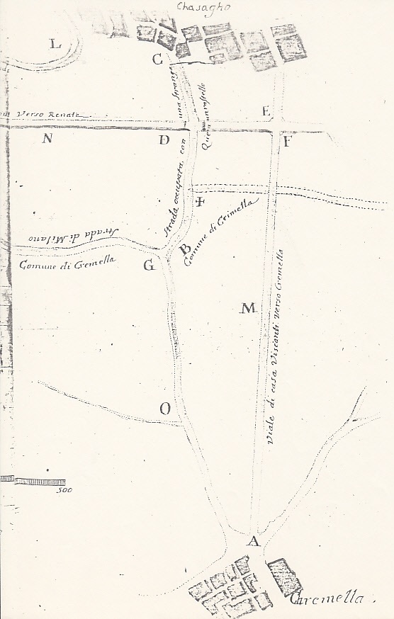 Disegno della vecchia e nuova strada in progetto