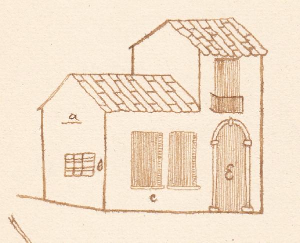 Disegno della canonica parrocchiale nel Settecento