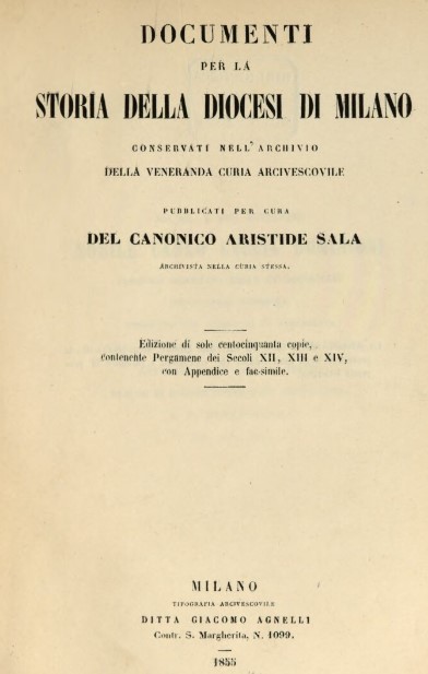 Il testo del canonico sala che riporta il documento