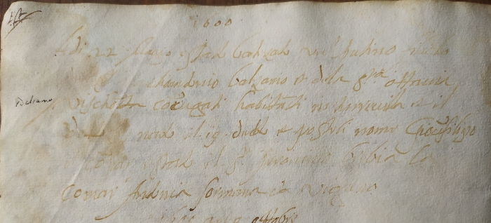 Atto di battesimo di Filippo Giovanni Balsamo in archivio parrocchiale di Monticello