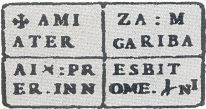 Disegno della lapide di Amiza