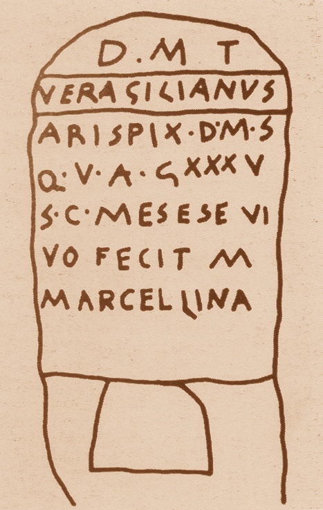 Epigrafe dell'aruspice Veraciliano su disegno in Amoretti (1794)