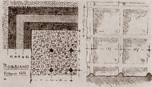 Rilievo dei mosaici del pavimento della villa