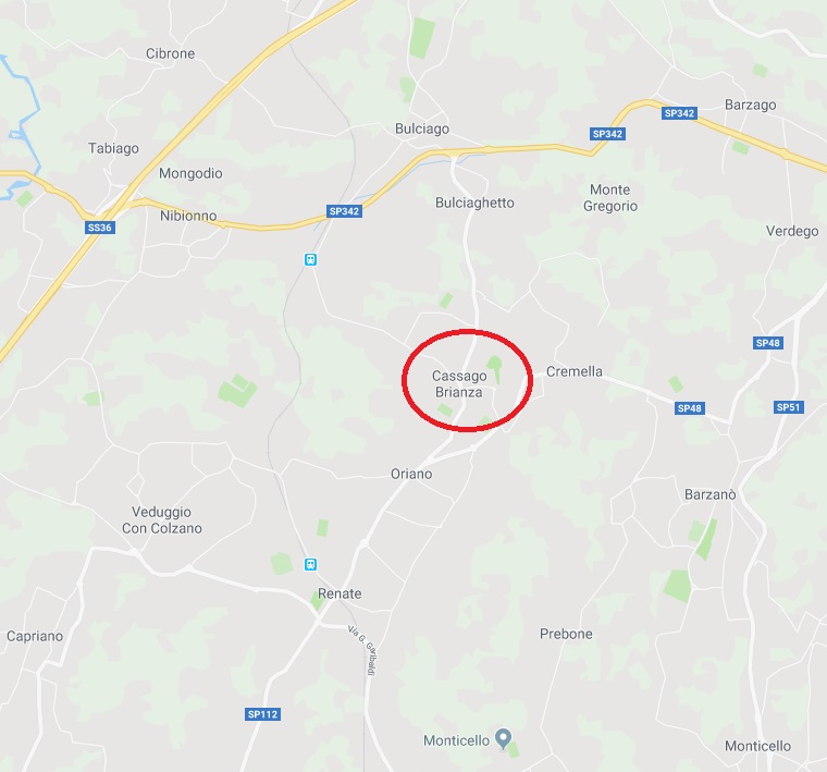 Localizzazione di Cassago e del romano rus Cassiciacum dove Agostino ha soggiornato nel 386-387 d. C.