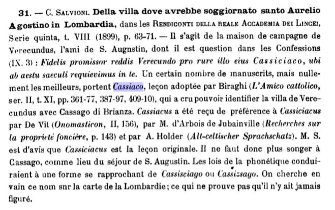 La recensione apparsa su Analecta Bollandiana relativa al lavoro di Salvioni