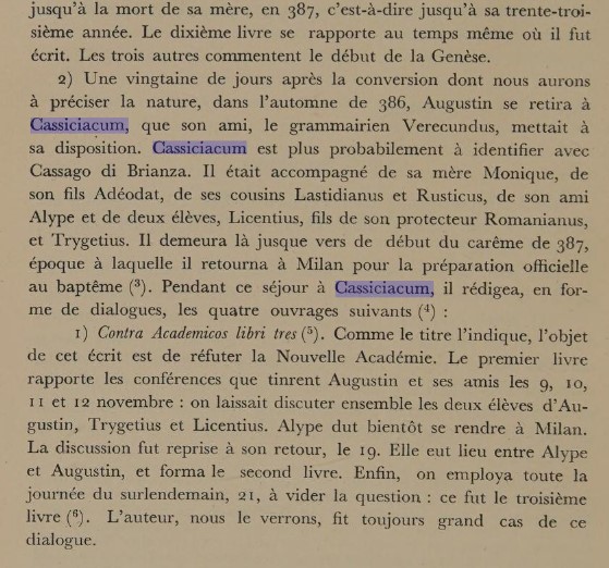 Il passo relativo a Cassiciacum nel libro di Boyer