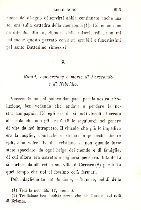 La pagina relativa alla identificazione del Cassiciaco agostiniano