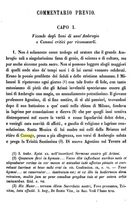 Il testo dell'autore dove  citato Cassago