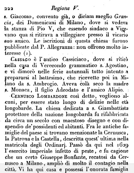 Il passo del libro di Bombognini che cita Cassago