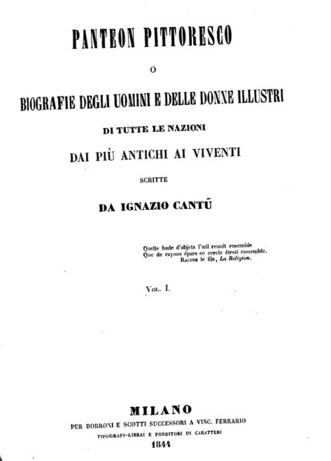 Il frontespizio del libro di Ignazio Cantù