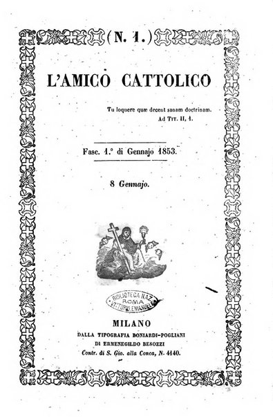 Un frontespizio del giornale L'Amico Cattolico