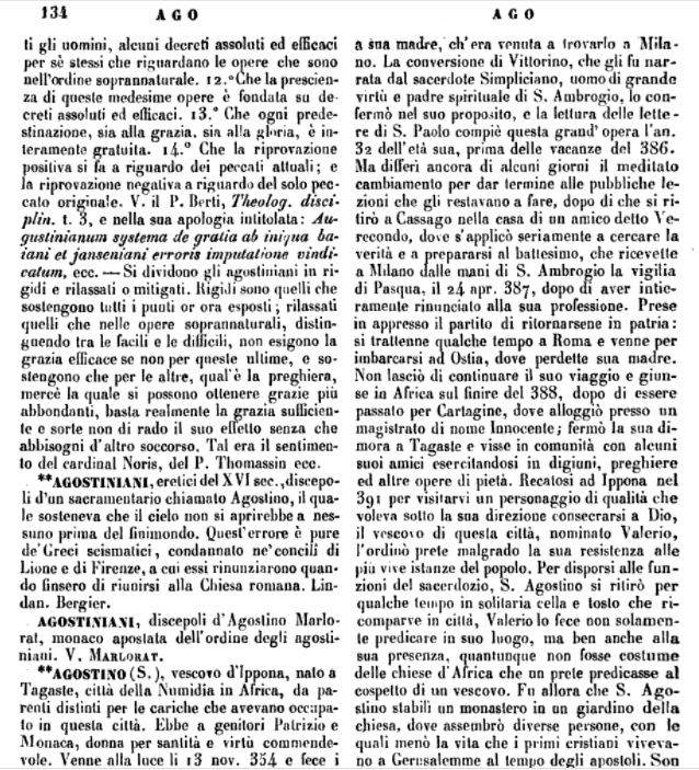 Il testo che tratta di Agostino relativo a CASSAGO
