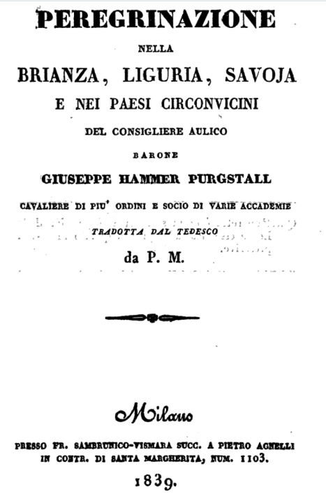 Copertina del libro di Giuseppe Hammer Purgstall