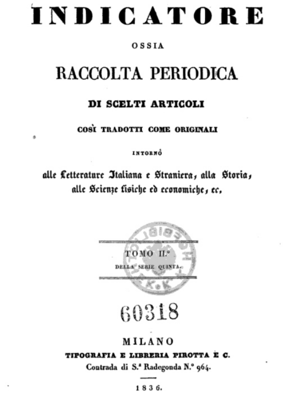 Copertina della Raccolta Periodica di scelti articoli