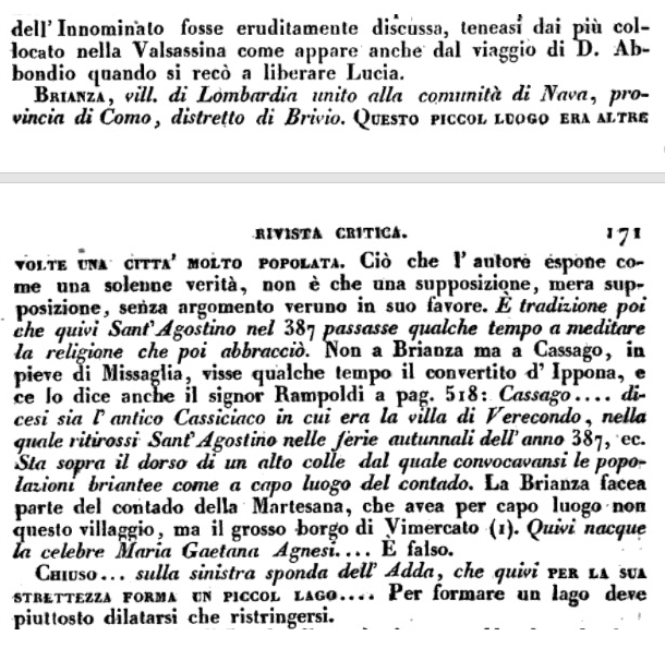 Le correzioni proposte al testo di Rampoldi