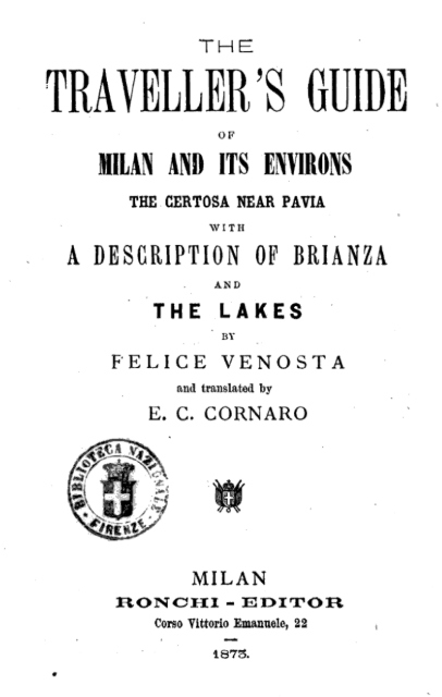Il frontespizio del libro di Felice Venosta