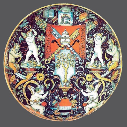 Piatto rinascimentale con le insegne di Giulio II