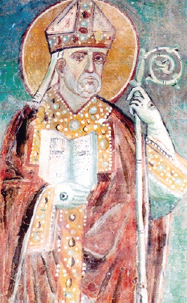 Agostino consegna la Regola: affresco nell'abbazia dei santi Severo e Martirio nei pressi di Orvieto