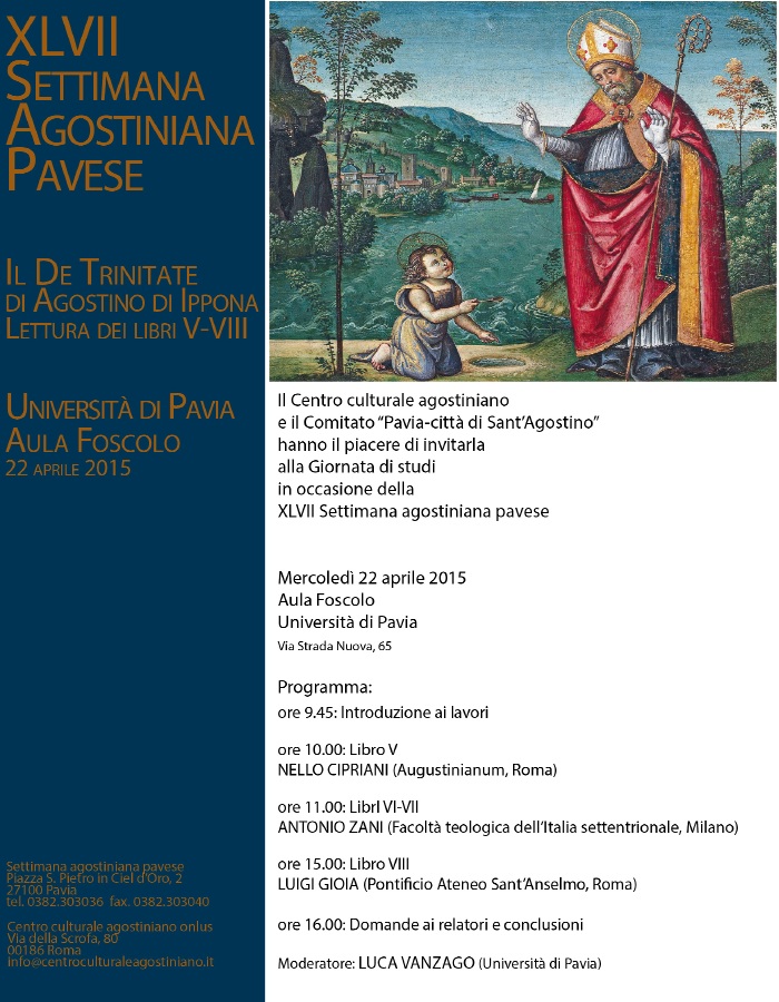 Il programma-invito della settimana agostiniana pavese