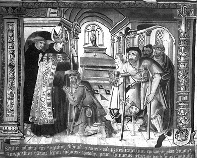 Agostino risana gli storpi e gli sciancati, tappezzeria alla Galleria Nazionale di Edimburgo