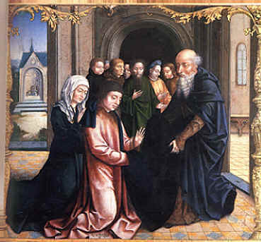 Vestizione di Agostino, nella Tavola di Jan van Scorel nella chiesa di Santo Stefano a Gerusalemme