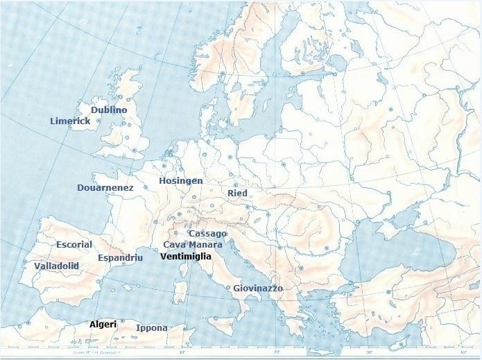 Localizzazione dei cicli agostiniani in Europa nel Novecento