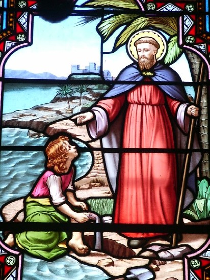 Agostino incontra il Bambino sulla spiaggia