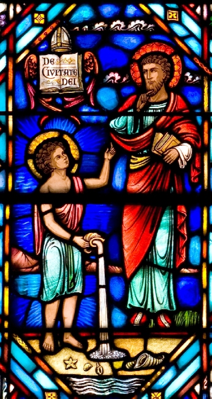 Agostino e il bambino sulla spiaggia