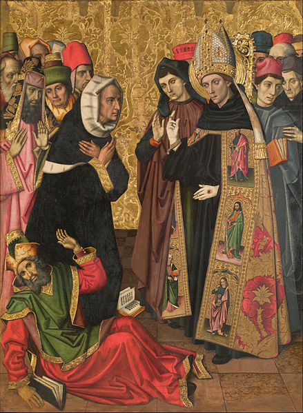 Agostino disputa con gli eretici di Jaime Huguet al Museo di Arte Catalana a Barcellona