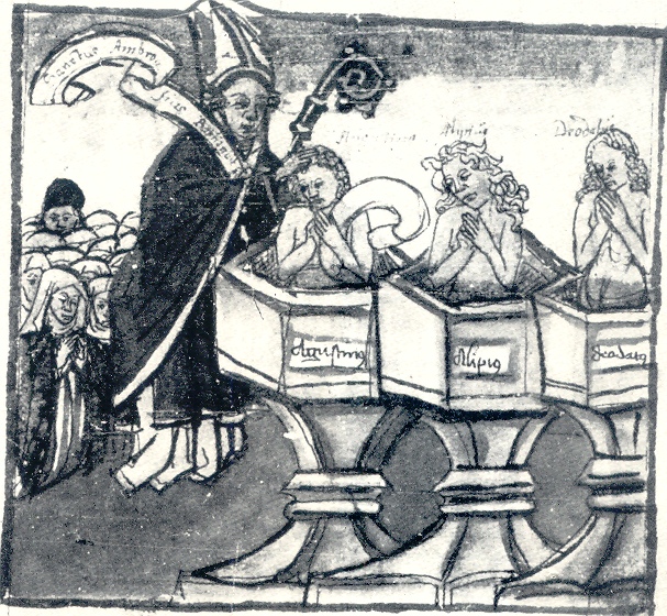 Battesimo di Agostino, immagine tratta dalla Vita sancti Augustini