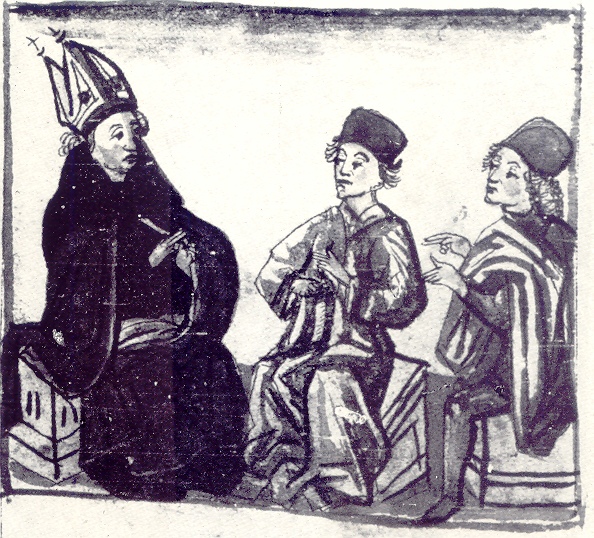 Agostino opera delle conversioni, immagine tratta dalla Vita sancti Augustini