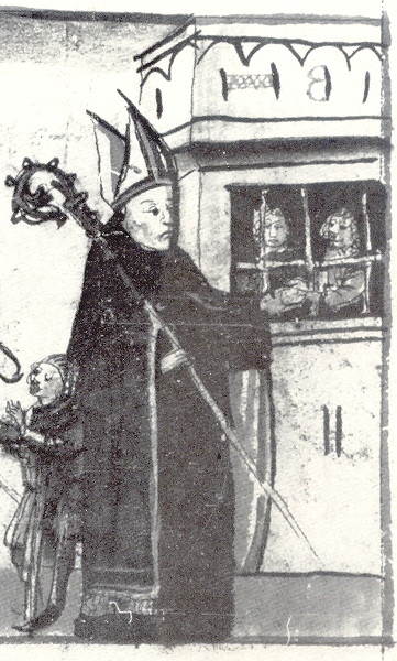 Agostino visita i prigionieri, immagine tratta dalla Historia Augustini