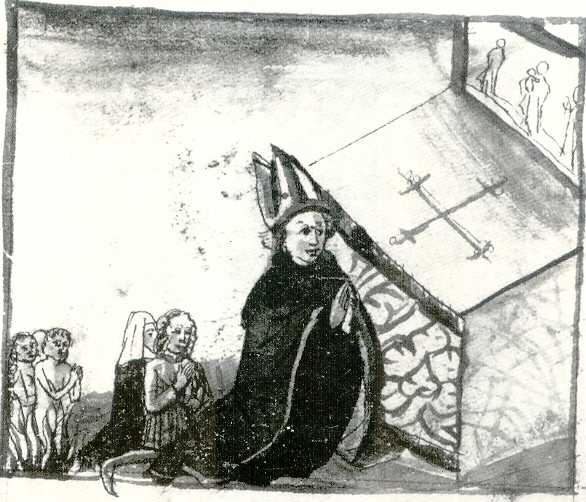 Agostino prega per i vivi e per i morti, immagine tratta dalla Vita sancti Augustini