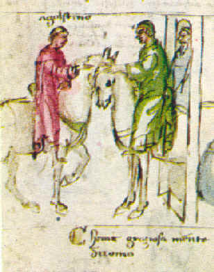 Agostino accolto dai notabili milanesi