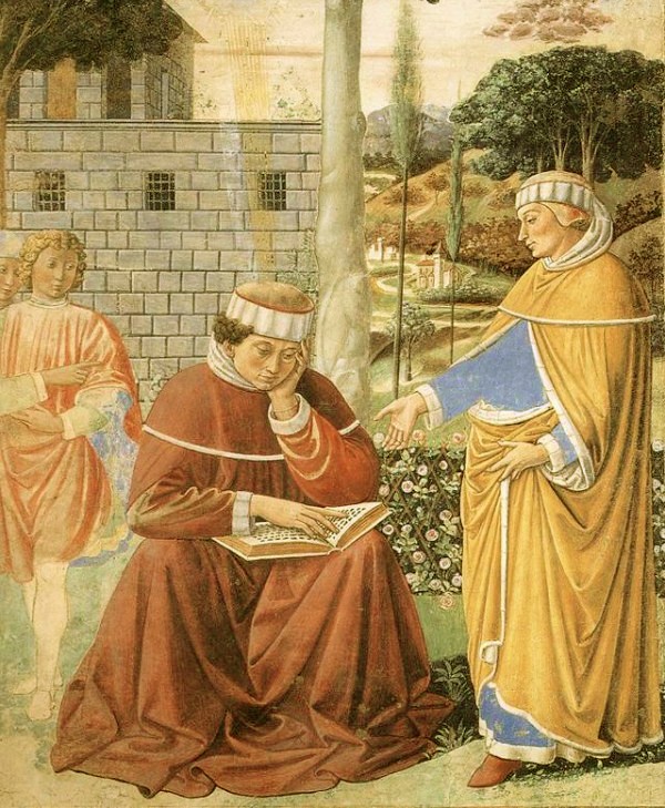 La scena del giardino: tolle lege: dal ciclo di affreschi di Benozzo Gozzoli nella chiesa di sant'Agostino a San Gimignano