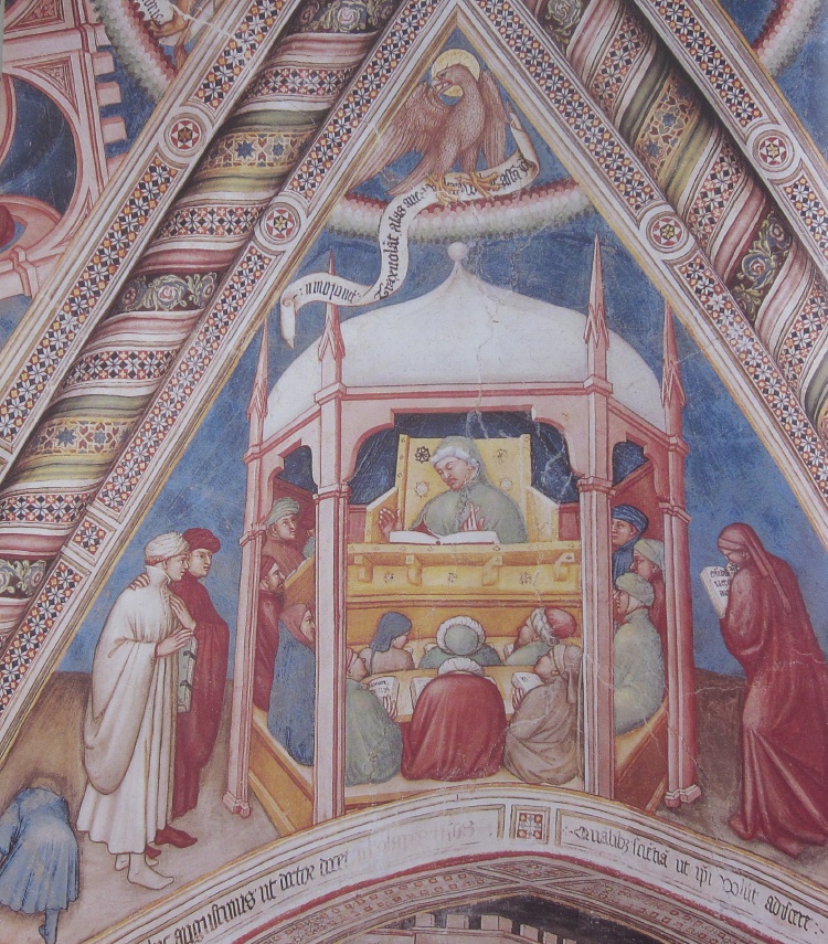 Agostino insegna retorica a Cartagine: affresco di Ottaviano nelli a Gubbio