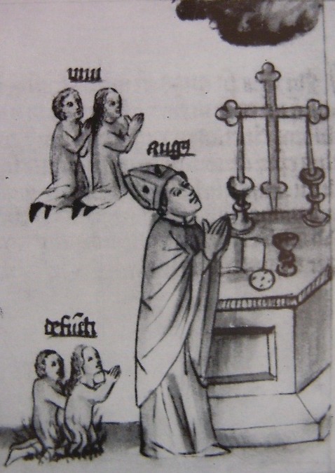 Agostino prega per i vivi e per i morti, immagine tratta dalla Historia Augustini