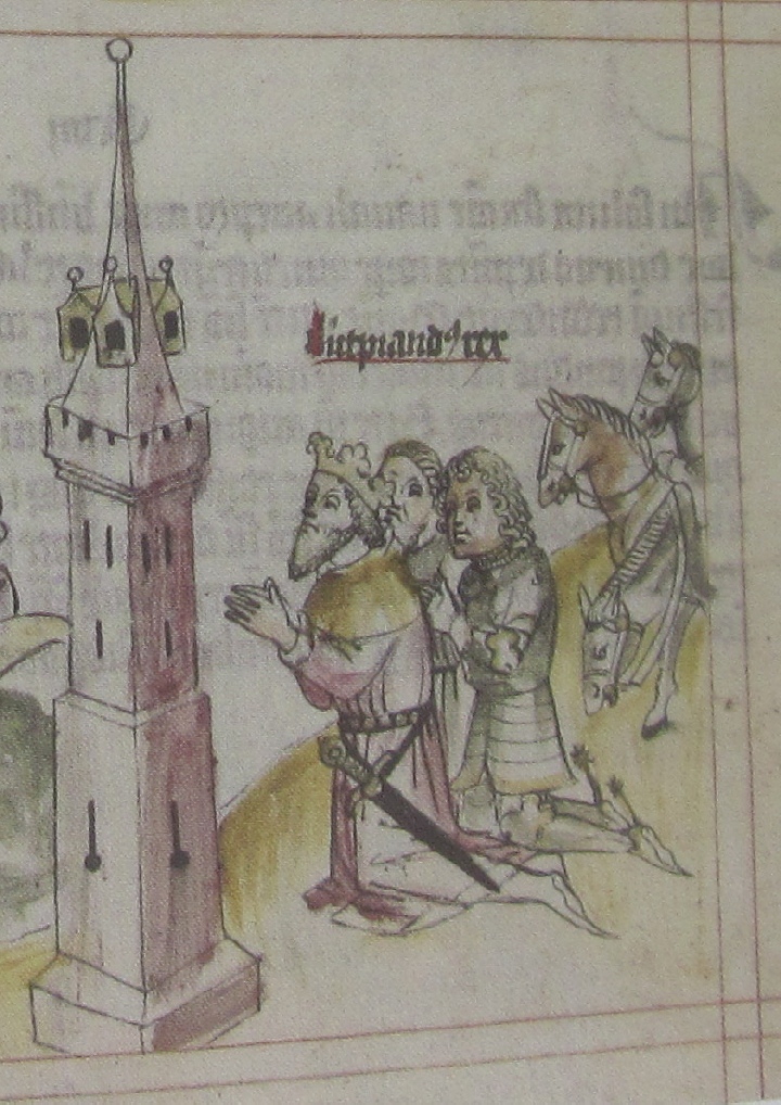 Re Liutprando riceve le spoglie di Agostino a Genova, immagine tratta dalla Historia Augustini