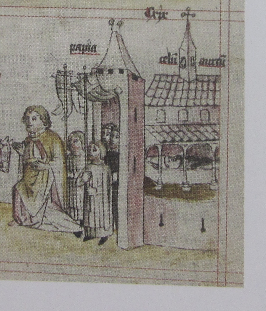 Il santo tiposa in san Pietro in Ciel d'Oro a Pavia, immagine tratta dalla Historia Augustini