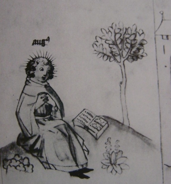Agostino medita da solo, immagine tratta dalla Historia Augustini