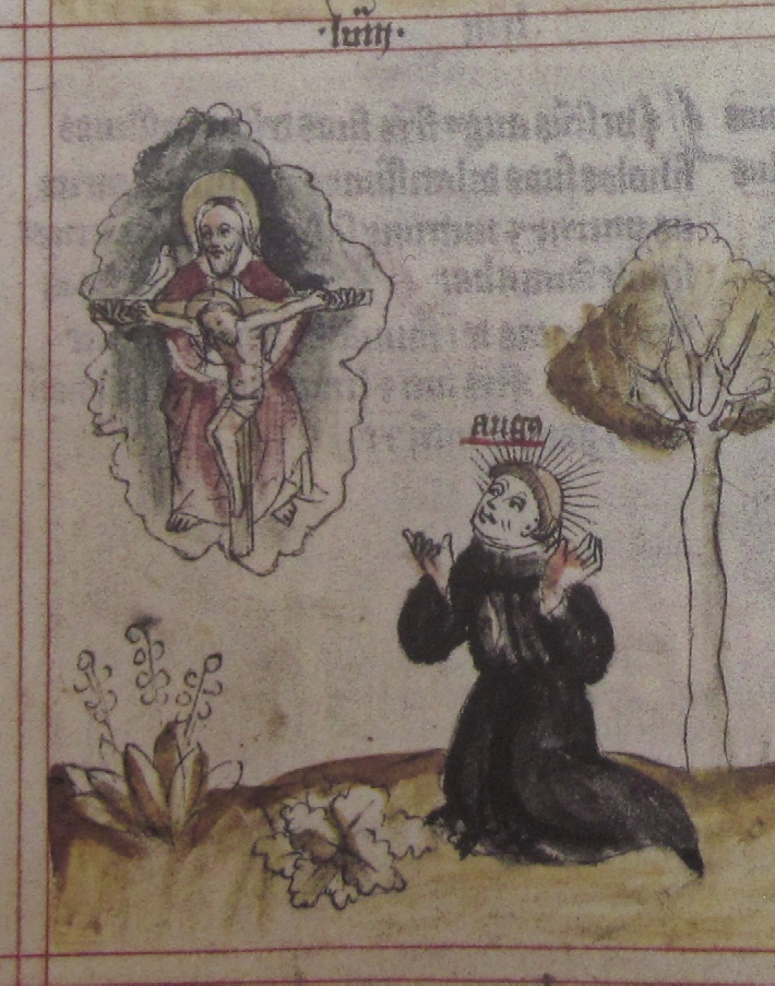 Agostino  ferito d'amore per il Cristo sofferente, immagine tratta dalla Historia Augustini