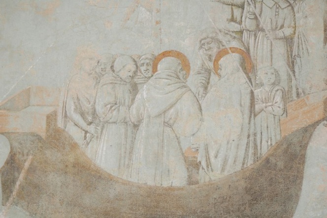 Agostino approda a Pisa, affresco del Chiostro de' Beati a Lecceto