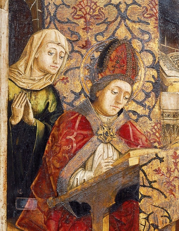Agostino e la vedova, nel pannello del Maestro di Uttenheim nel convento di Novacella