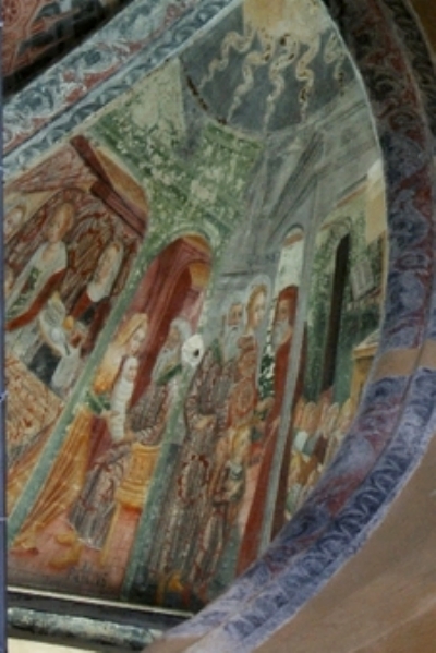 Agostino viene condotto a scuola: affresco nella chiesa di san Marco a Vercelli