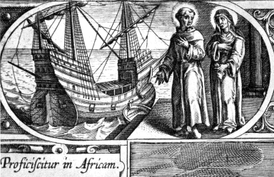 Agostino ritorna in Africa dalla stampa di Collaert alla Biblioteca Nazionale di Parigi